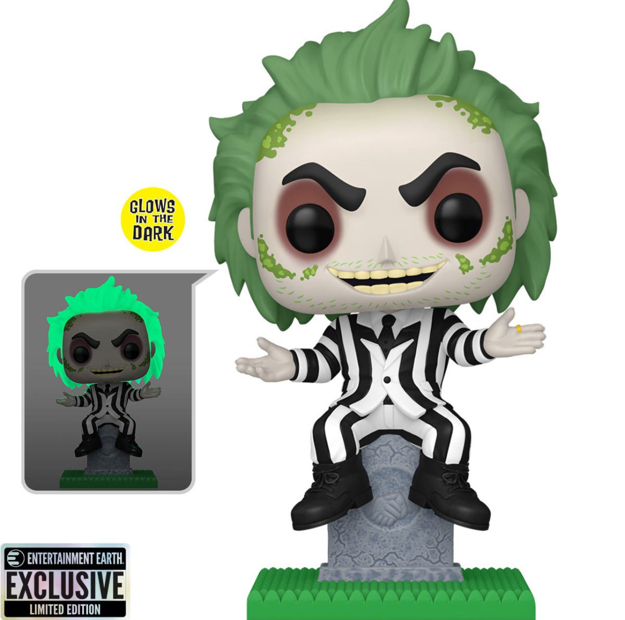 Beetlejuice on Tombstone 1757 Funko Pop Plus EE Exclusive Glow in the Dark LMTD