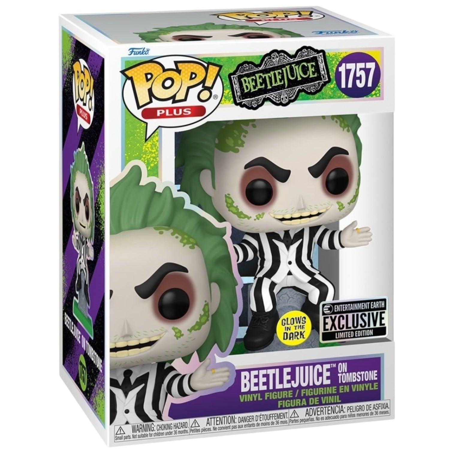 Beetlejuice on Tombstone 1757 Funko Pop Plus EE Exclusive Glow in the Dark LMTD